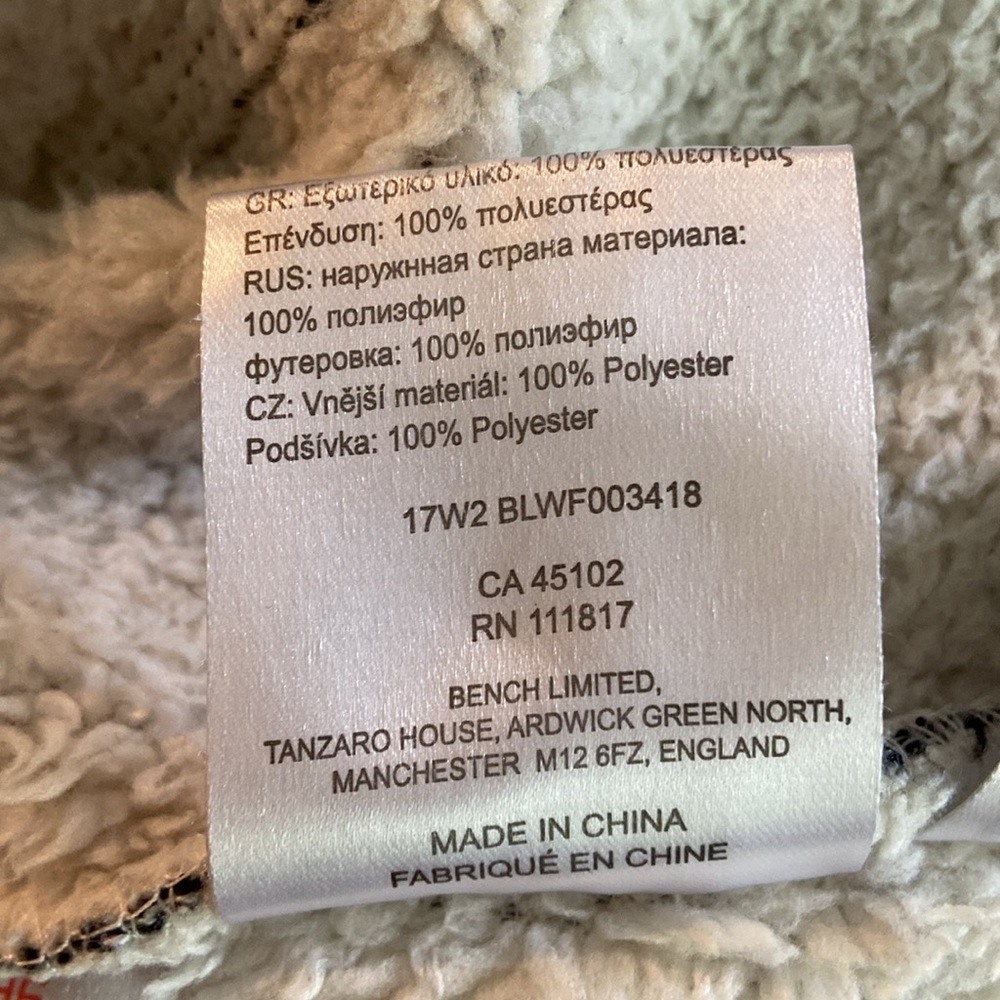 Bench Black White Heathered Sherpa Lined Mock Turtle Neck GorpCore Hoodie 3285 - Picture 14 of 15